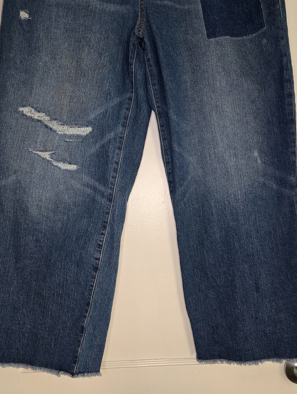 Jessica Simpson Dark Blue Zinnia Wide Leg Boyfriend Patchwork Jean Y2K Womens 12 - Picture 3 of 10